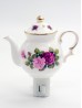 Porcelain Floral Teapot Night Light With Gift Box